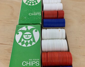 Set di fiches da poker vintage, lotto di 2 giochi verdi n. 7820