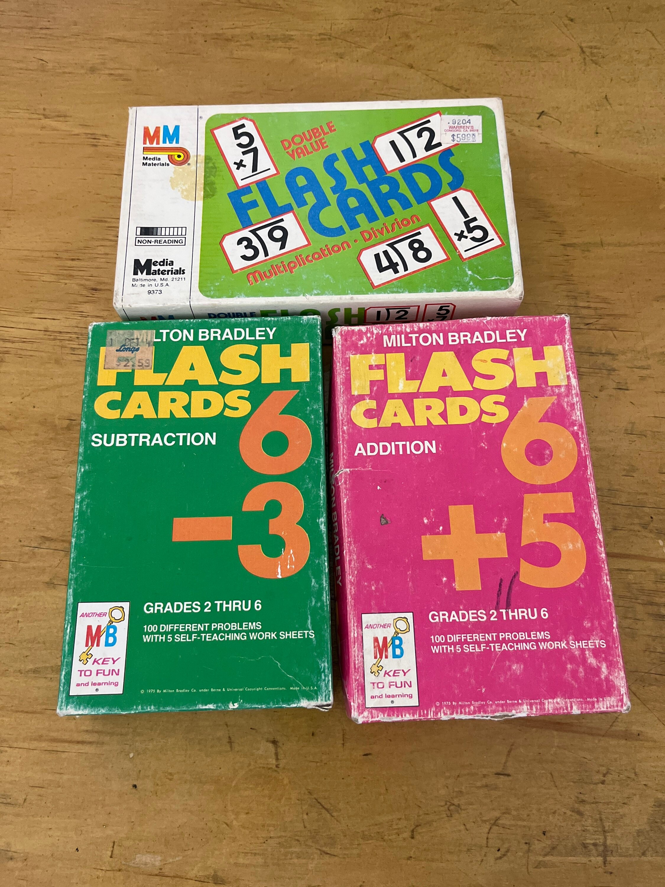 Milton Bradley Flash Cards #9372 Educational Addition Subtraction 1963 ...