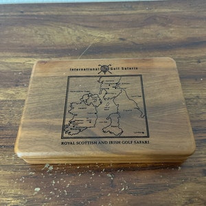 Royal Scottish and Irish Golf Safari Juego de cartas en estuche de nogal Genuine American