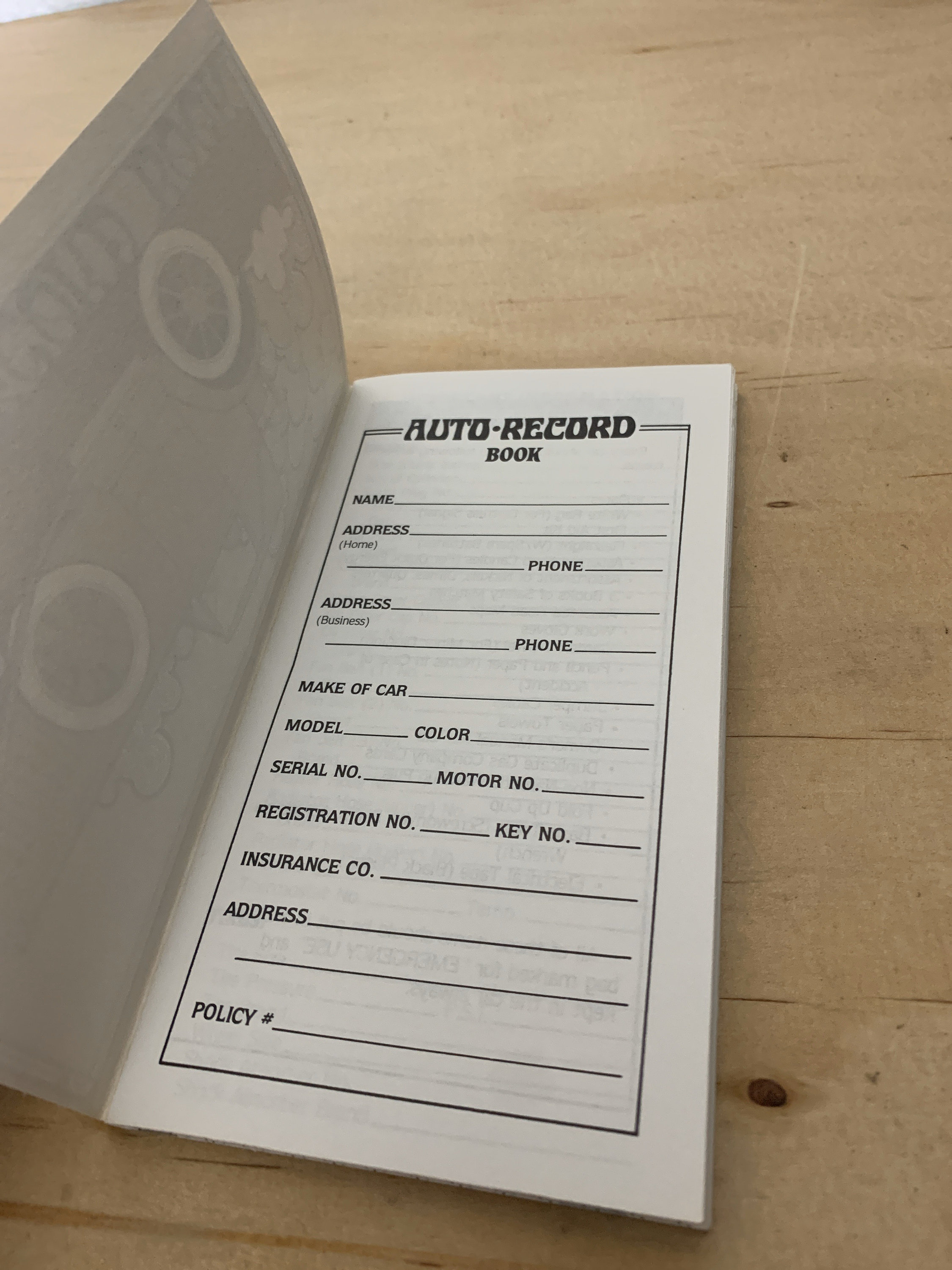 Vintage My Automobile Record Book 1950s 1960s Unmarked Unused Blank ...