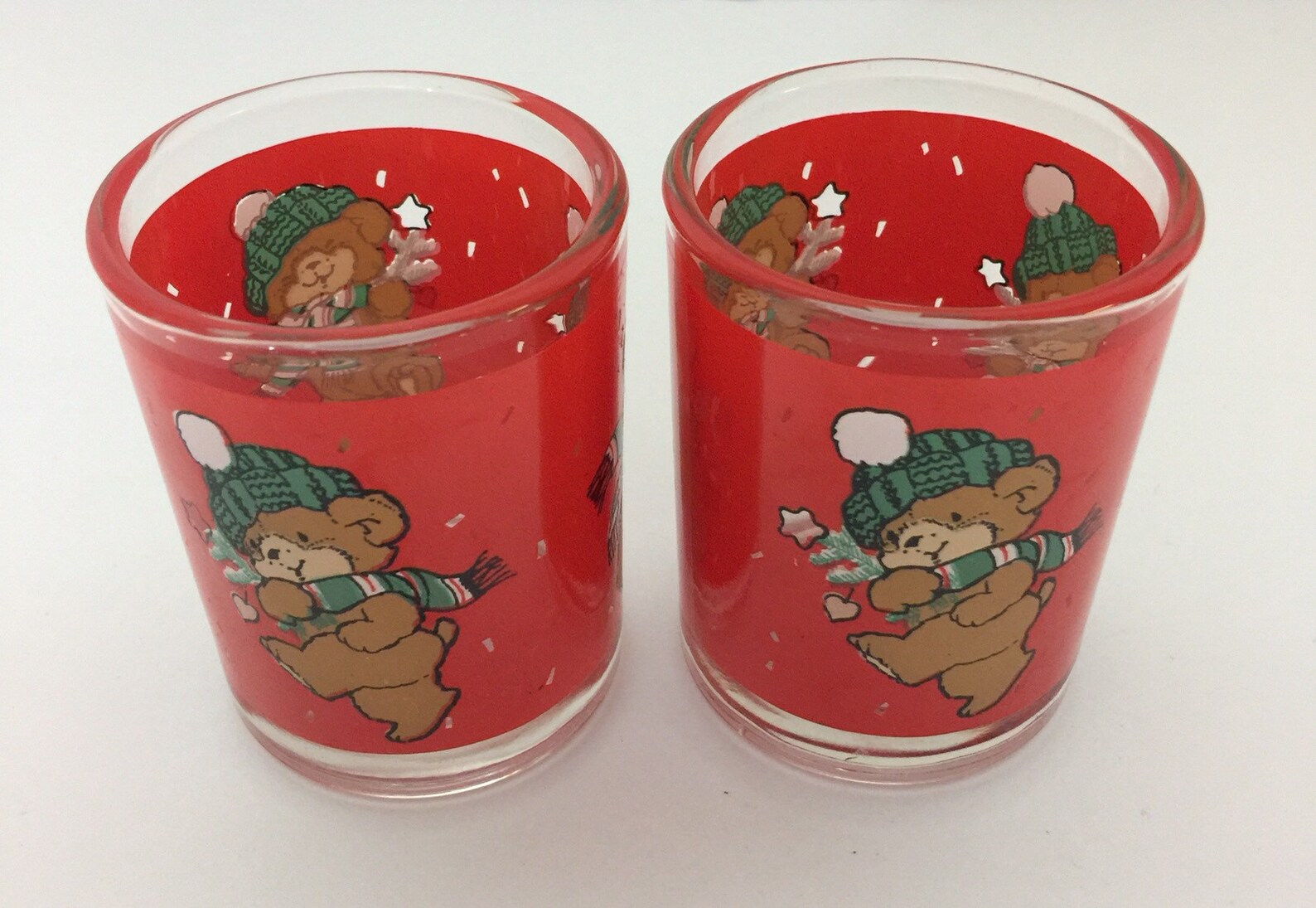 Vintage 1990 Holiday Bear Candle Holder Glass Set Of 2 Etsy