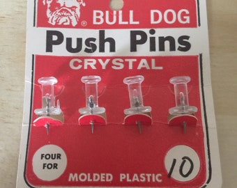 Bull Dog Push Pins Crystal 4 Molded Plastic