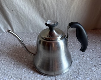 Vintage Stainless Steel Kettle With Thermometer 6.5”