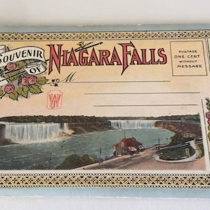 Vintage uitvouwfolder souvenir van Niagra Falls
