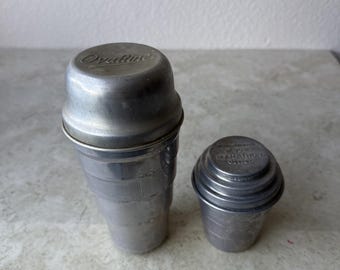 Ovaltine Vintage Shaker Cup with Lid Aluminum And 1 Cup Aluminum Measurer