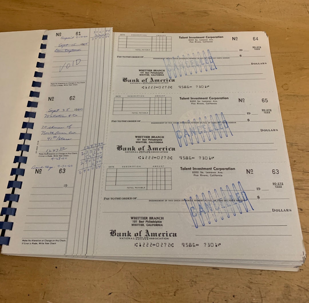 Vintage Bank of America Check Book Whittier CA Etsy