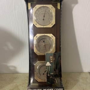 Vintage Sunbeam USA Three Dial Weather Station New