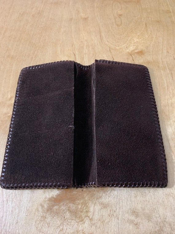 Vintage Handmade Leather Wallet Checkbook Cover 7… - image 2