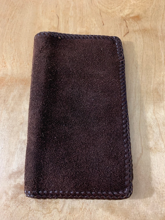 Vintage Handmade Leather Wallet Checkbook Cover 7… - image 1