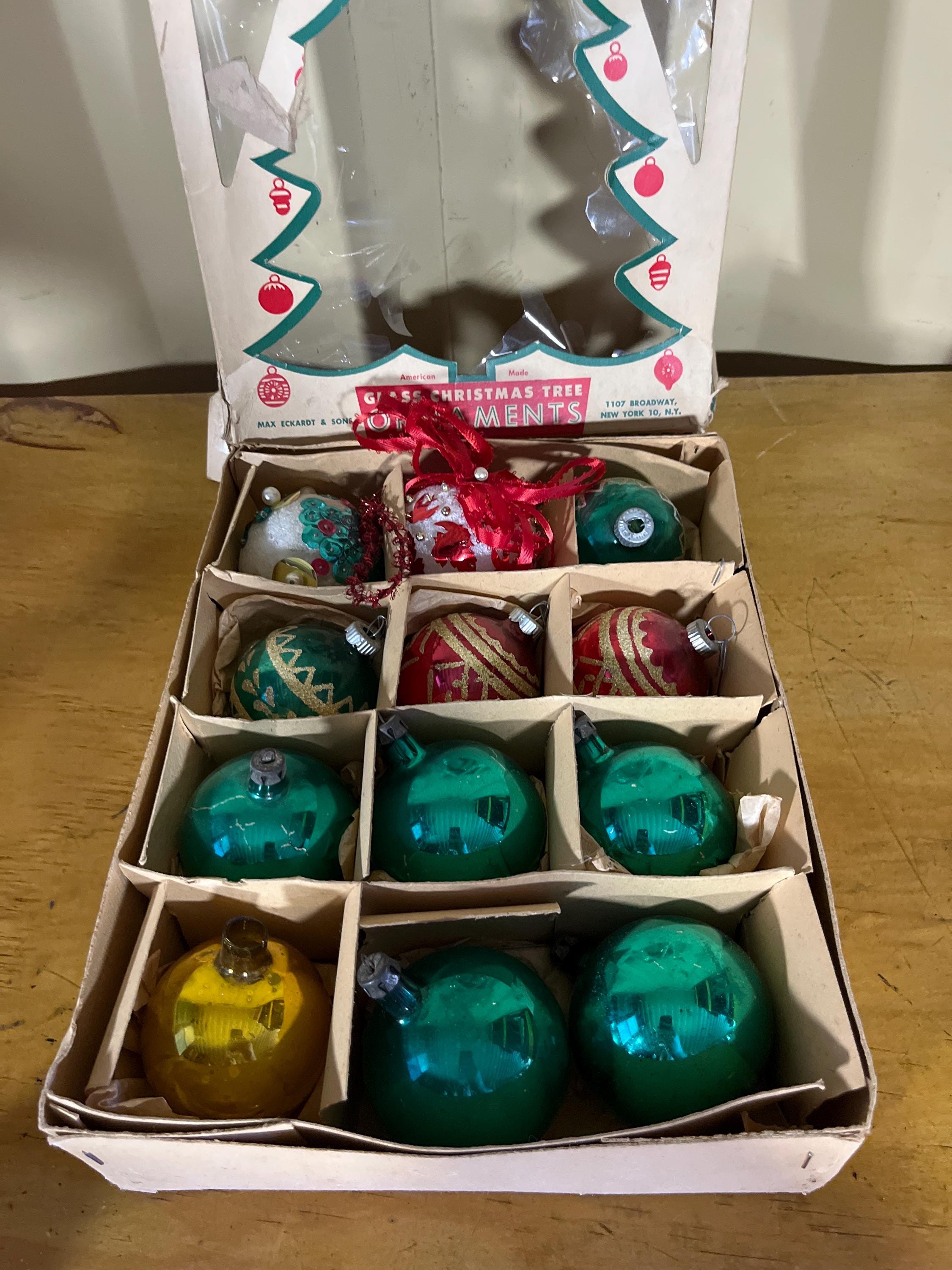 Lot of 12 Vintage Ornaments Shiny Brite Glass Ornaments and More
