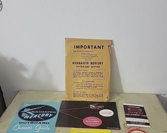 Vintage 1957 Mercury Kiekhaefer Outboard Motor Owner's Guide Part And Extras