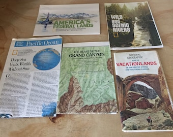 Vintage Landkarten Lot Grand Canyon National Geographic Konvolut von 5 Stück