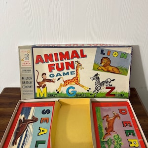 Juego Milton Bradley vintage de 1956: Animal Fun: combinación de letras y animales