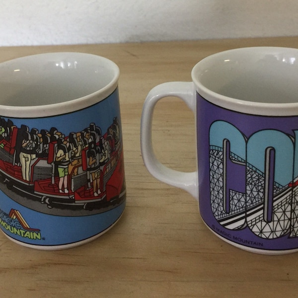 Lot if 2 Vintage Coffee Cups Magic Mountain Colossus and Shockwave