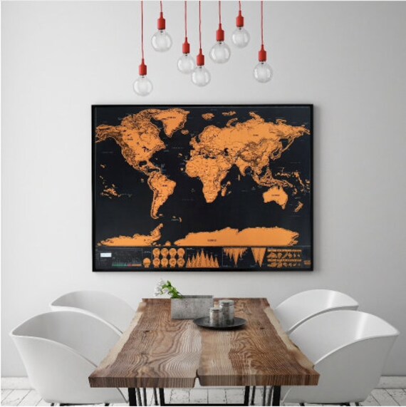 Carte Monde à Gratter Mappemonde Planète Grattage Planisphère