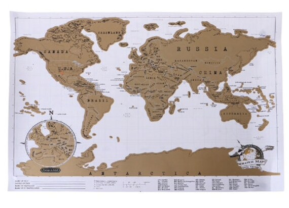 Carte Monde à Gratter Mappemonde Planète Grattage Planisphère