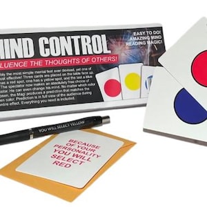 Retro MIND CONTROL Easy Mind Reading Magic Trick Predict 3 Color Choose Cards Pen Envelope ESP Gag Mentalism Pocket Set Magician Prediction