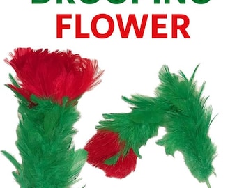 Vintage Comedy DROOPING FEATHER FLOWER Clown Gag Rose Prank Wilting Magic Trick Joker Joke Gift Kids Show Funny Effect Visual Red Green