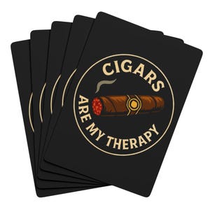 Conjunto de cartas de pôquer vintage CIGARS Are My THERAPY - Perfeito para noites de jogos, colecionadores, amantes de cassino, dia dos pais, baralho de presente de aniversário