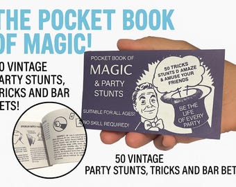 Vintage 3 Set POCKET BOOK Of MAGIC 50 Mini Magic Tricks Gags Stunts Bar Bets Puzzle Gift Stocking Stuffer How To Perform Cool Magician Clown