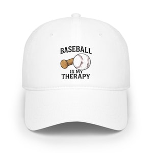 BASEBALL Is My THERAPY Cap - Low Profile Color Hat, Unisex Cap, Sports Fan Gear, Gift for Baseball Lovers, Birthday Present, Ball & Bat