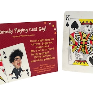 Funny PLAYING CARD GAG Harmonica Magic Trick Joke Clown Circus Jumbo Prank Music Magician Musician Comedy Prop Musical Sounds