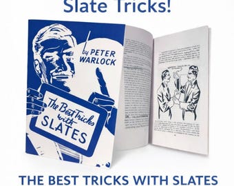 Vintage BEST Tricks With SLATES Book Mental Mind Reading Magic Ghost Seance ESP Stage Mentalism Peter Warlock Stage Magician 65 Pages