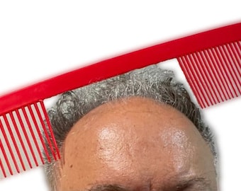 Funny Bald Man JUMBO COMB Big Over The Hill No Hair Joke Prank Gift Clown Thru Head Comedy Prop Accessory Retirement Birthday Surprise Red