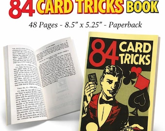 Vintage 84 CARD TRICKS BOOK Magic Sleight of Hand Teach Deck Secrets Close Up Magician Booklet 48 Pages Close Up Mental