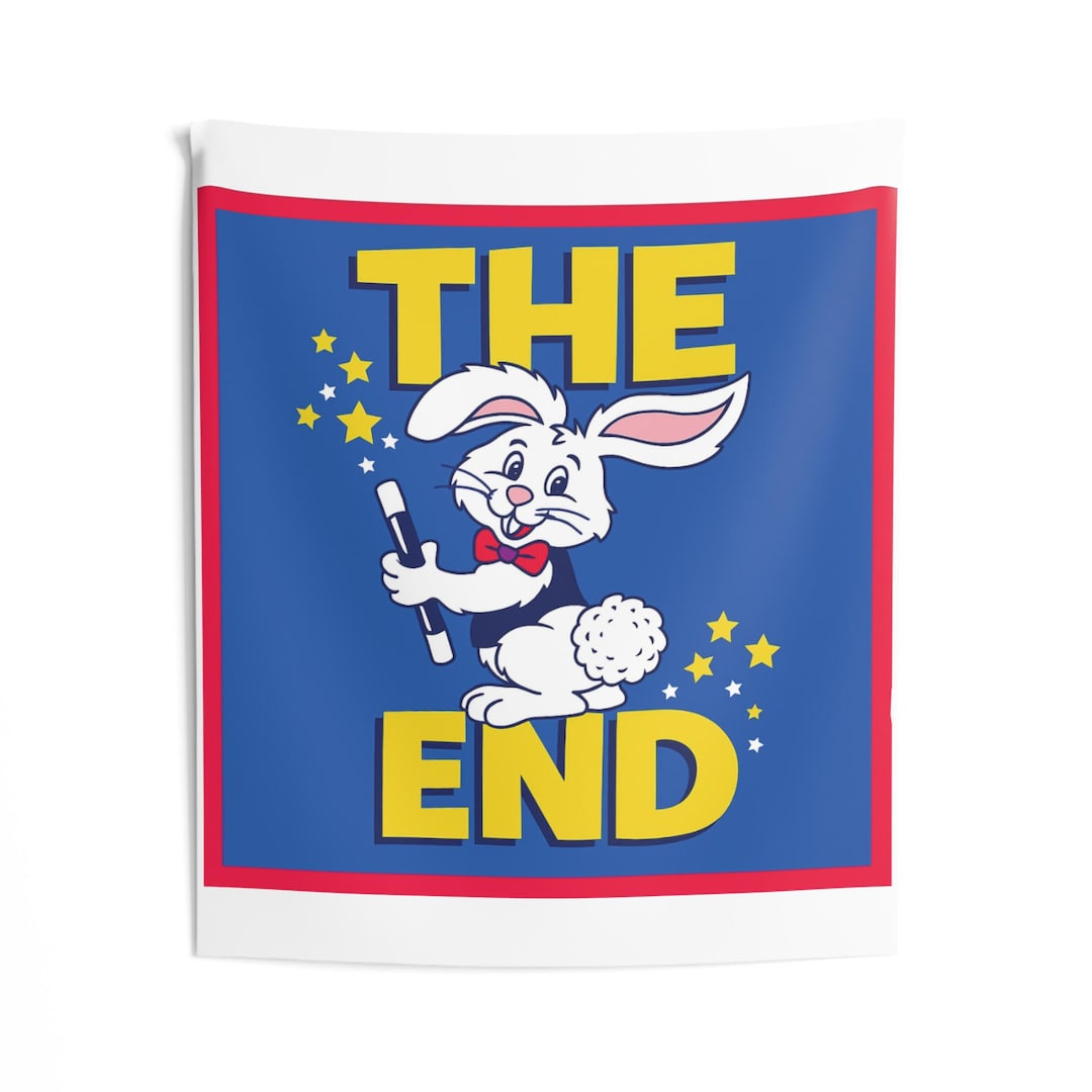 Presentations End Rabbit Funny Giant THE END Rabbit Holding Magic Wand Cartoon Poly Magician ...