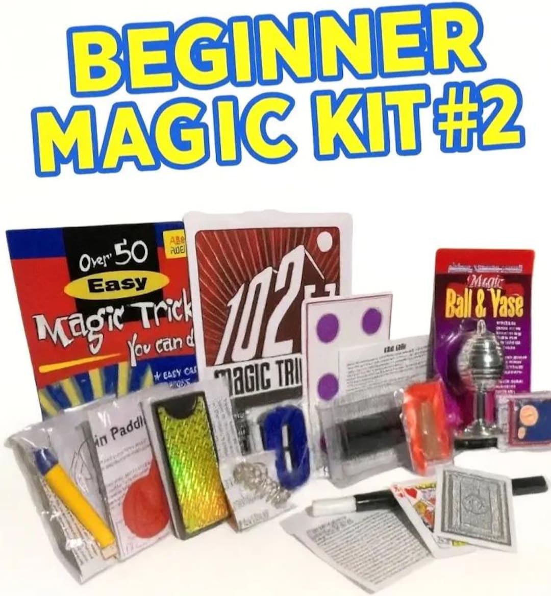 BEGINNER MAGIC KIT + Over 100 E-Z Tricks 2 Books Wand Ball Vase