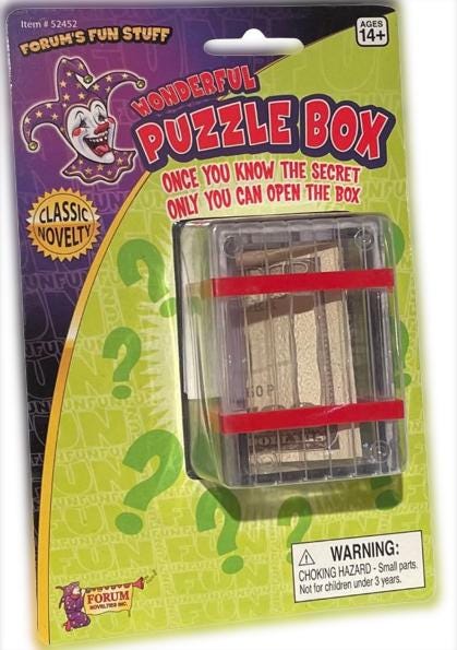 Retro WONDERFUL PUZZLE BOX Joke Gag Prank Fake Money Magic Trick