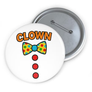 Custom CLOWN BUTTON Pin Back Funny Clown Bowtie Design, Jokester Gift , Kids Birthdays, Lapel Costume Clown Pride Magician Buttons Red Nose