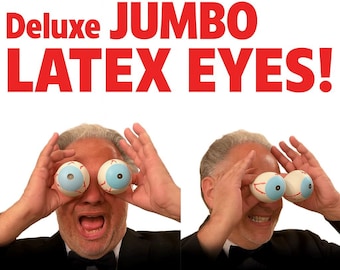 Deluxe LATEX JUMBO EYES Rubber Pair Big Eyeballs Prop Cartoon Fake Clown Gag Pop Out Funny Face Halloween Costume Magic Trick