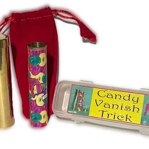 Vintage Brass VANISH CANDY TRICK Magic Tube Roll Life Savors Into Silk Vanishing Pocket New Sealed Close Up Magician Prop