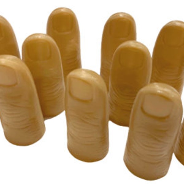 Vintage 12 Pack LONG THUMB TIPS Gift Set Large Hard Plastic Magician Close Up Finger Silk Vanish Vanishing Appearing Scarf Hanky Gimmick