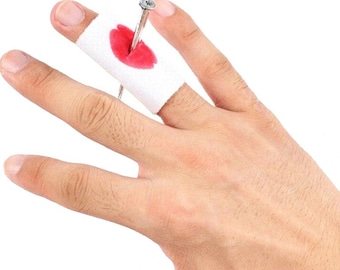 NAIL THRU FINGER Gag Joke Magic Trick Prank Through The Thumb Bloody Gauze Fake Halloween Accessory Fake Blood Magician Gift Clown