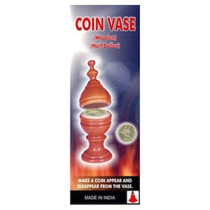 Vintage Appearing VANISHING COIN VASE Magic Trick Wood Disappearing Money Half Dollar Wooden Close Up New Boxed Magician Prop