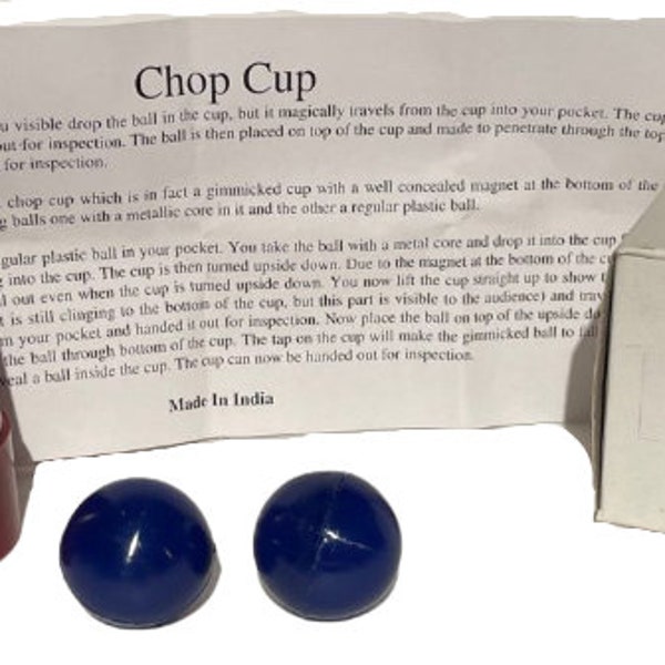 Vintage Plastic MINI CHOP CUP Beginner Close Up Pocket Table  Magic Trick 2 Balls Vanish Appear Under Cup Set Magician Prop