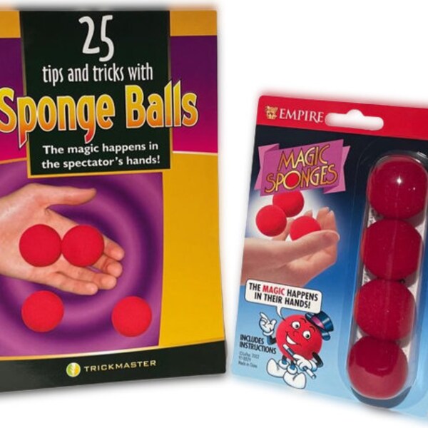 RED SPONGE BALLS + 25 Tips Booklet 4 Kid Size 1.25" Book Kit Magic Tricks Close Up Set Beginner Foam Magician Props