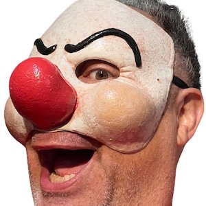 Deluxe CLOWN HALF MASK Clockwork Orange Latex Rubber Red Nose Scary Purge Dim Droog Movie Costume Accessory Face Elastic Strap Halloween Gag