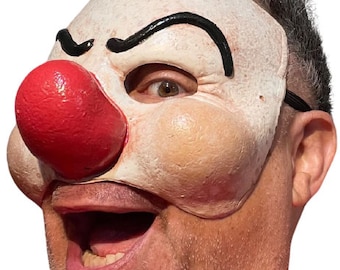 Deluxe CLOWN HALF MASK Clockwork Orange Latex Rubber Red Nose Scary Purge Dim Droog Movie Costume Accessory Face Elastic Strap Halloween Gag