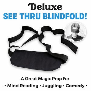 Vintage SEE THROUGH BLINDFOLD Mental Magic Trick Stunt Juggler Thru Comedy Gag Black New Sealed Box Funny Black Fabric Mind Reading Gimmick