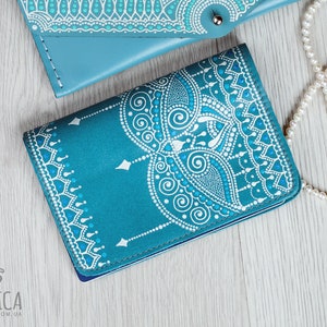 Blaue Boho Leder Passport Brieftasche, personalisierte Passport Cover, einzigartiges Geschenk für Frauen Bild 7