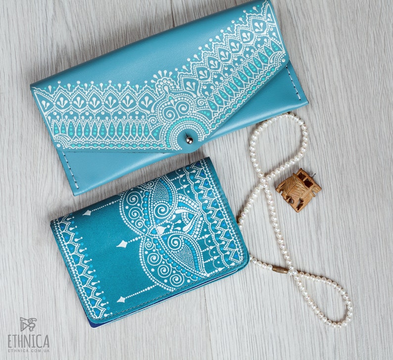 Blaue Boho Leder Passport Brieftasche, personalisierte Passport Cover, einzigartiges Geschenk für Frauen Bild 7