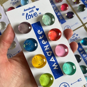 A1 - Set van 8 kleurrijke magneten glitter galaxy metallic magneet glas nugget multichroom iriserend