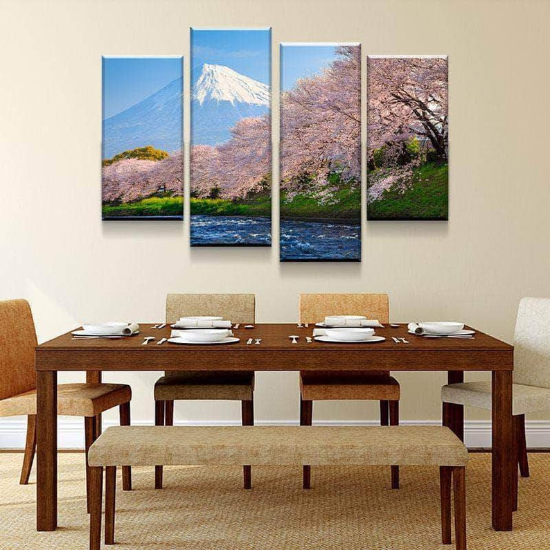 Sakura at Mount Fuji Canvas Set Wall Art Multi Panel Canvas Etsy