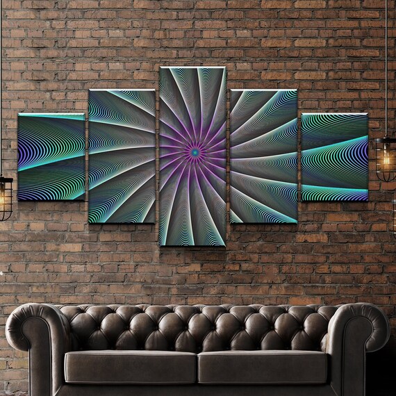 Fractal Spiral Canvas Wall Art Fractal Background Modern Home Decor Stretched And Framed Ready To Hang Holiday Gift For Him Customize