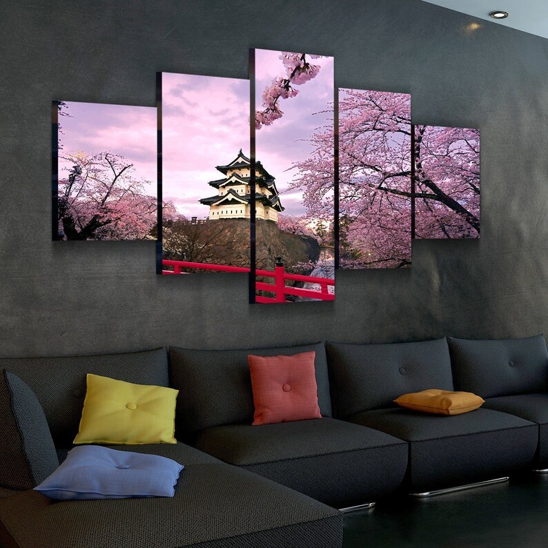 Cherry Blossom Tree Canvas Set Poster Home Decor Artwork Etsy