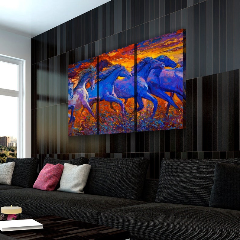 Abstract Horses Canvas Set Wall Art Home Decor Artwork Etsy
